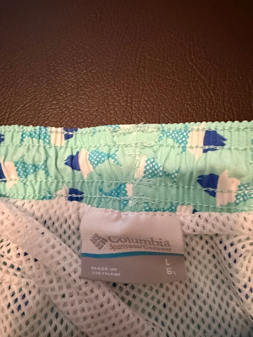 Columbia Seafoam Geometric Fish-Print Men’s Swim Midi - Picture 2 of 2